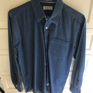 Men’s Denim Button Down Shirt-Size S